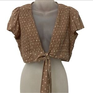 American Eagle Brown Floral Women's Tie Crop Top